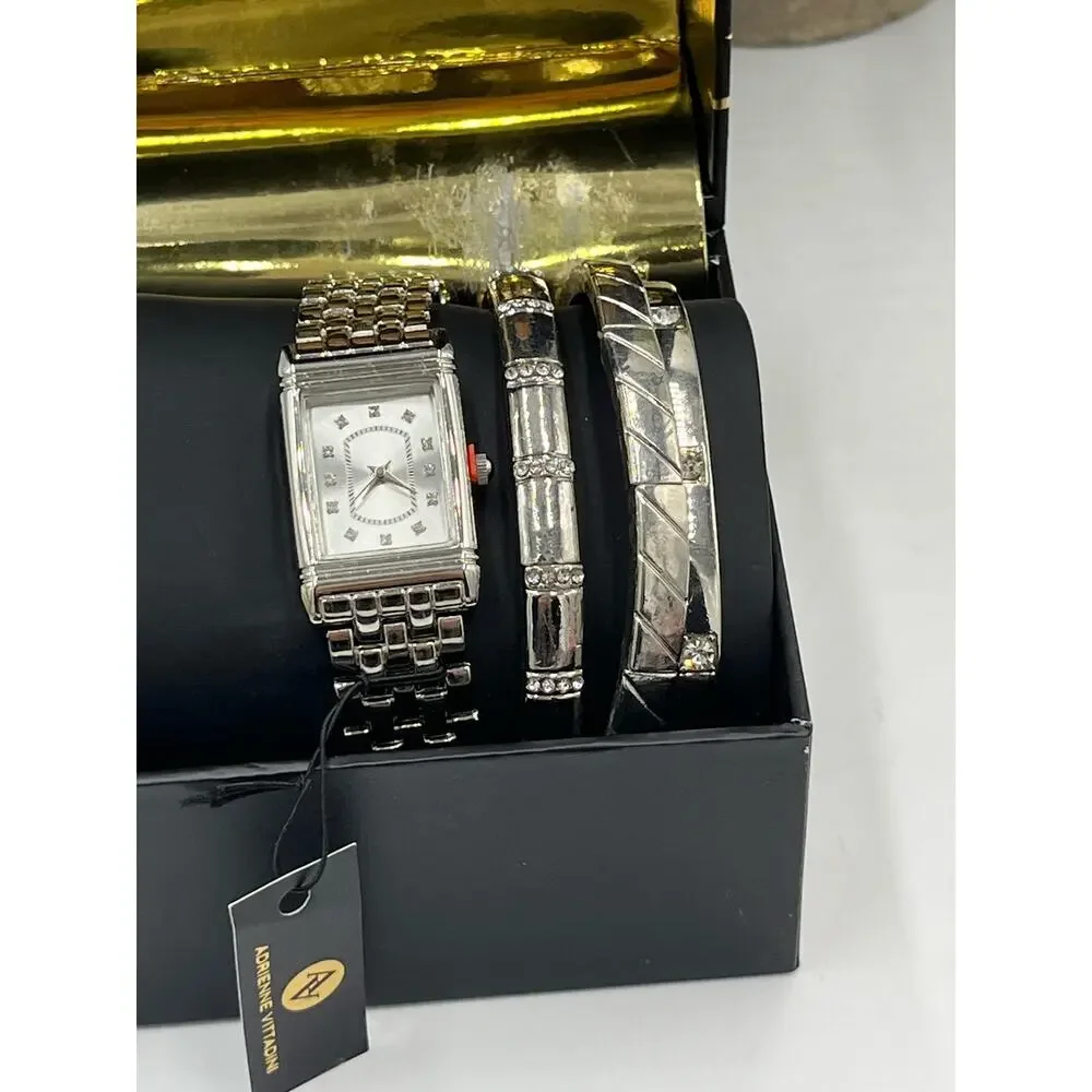 Adrienne Vittadini Watch‎ and Three BangleS Bracelet Set Gift Box New